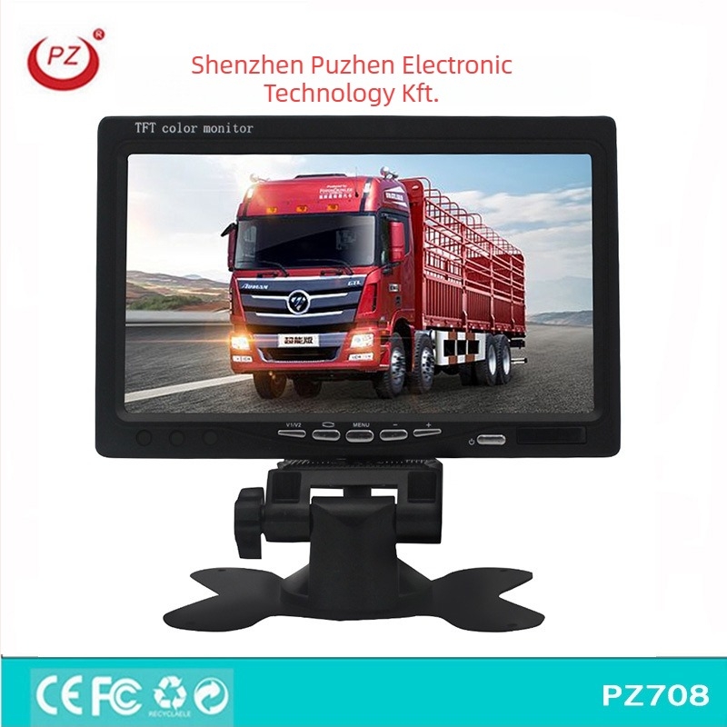 Autó LCD kijelző PZ-708 | TFT-LCD, felbontás 800x480, AV bemenet 2-csatornás