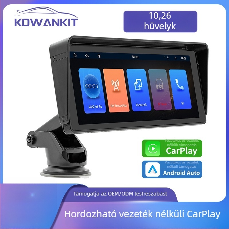 Vezeték nélküli CarPlay napellenző verzió, 10,26 hüvelykes HD IPS kijelző, Bluetooth MP5 autólejátszó navigációval