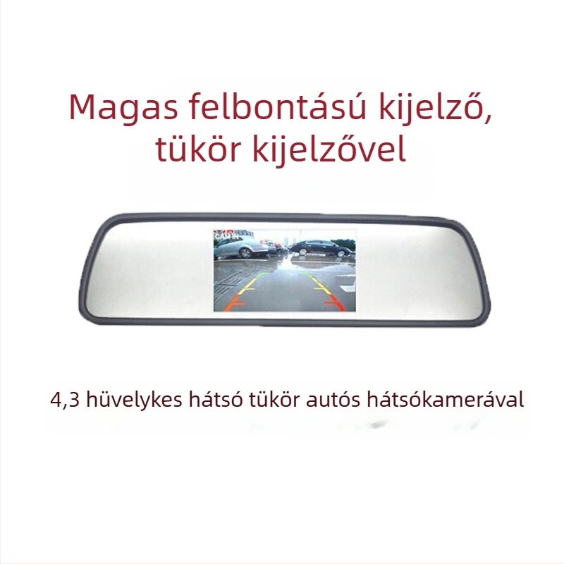 CCD kamera autóvisszapillantó tükörhöz LCD kijelző, 12V tápegység, 480 felbontás, automatikus N/P kapcsolás