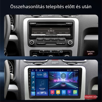 Android alapú autó navigációs központi egység, 8‑magos processzor, Bluetooth rádió és tolató kamera