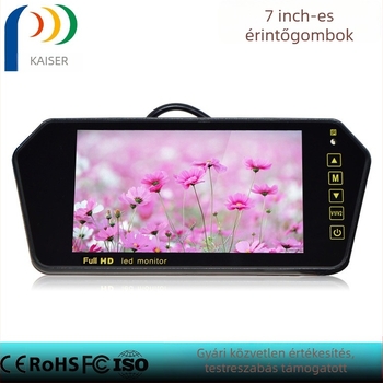 Autóhátrameneti kijelző (KZ-030 modell) LCD-képernyővel, 800x480 felbontással, Bluetooth-kapcsolattal és hőmérséklet-kijelzővel