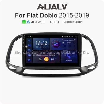 Androidos autó navigációs rendszer kerettel és képernyővel, 2.5D edzett kijelző, 12V tápegység, 4x45W teljesítmény, Fiat/Doblo 2015-2019 kompatibilis