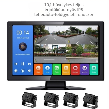 Tehergépkocsihoz szerelt 4-csatornás 360° panorámás videórendszer visszafelé kamerával, 12/24V, ultra-tiszta éjszakai látás