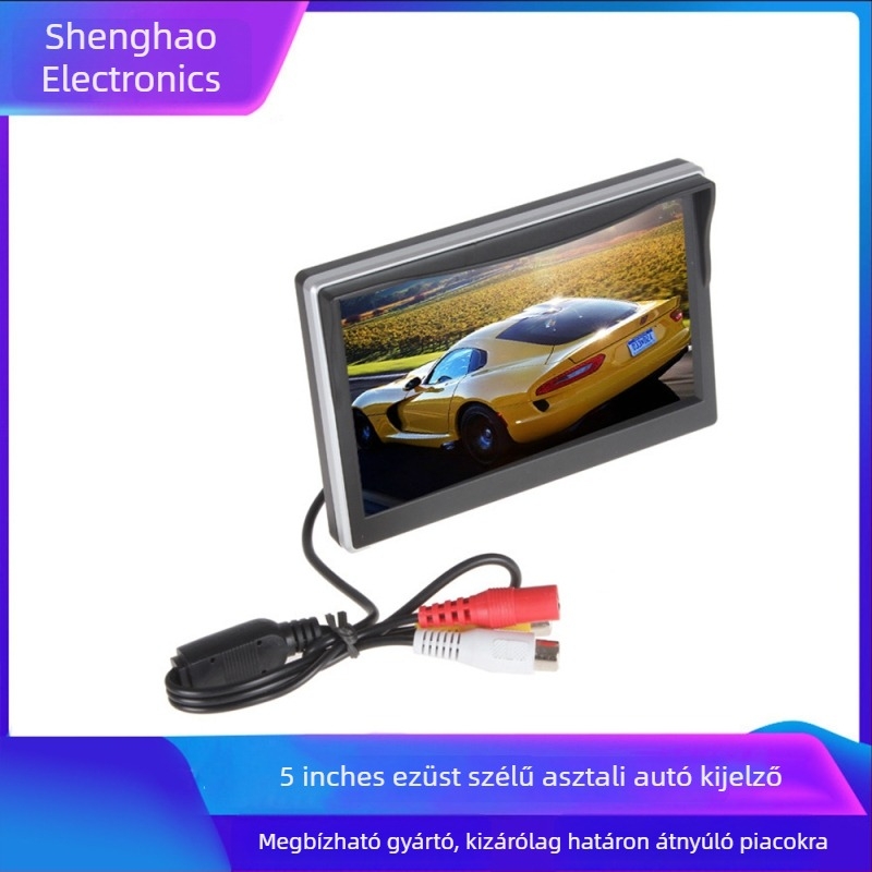 Autó LCD monitor, modell YS-CZ520B, felbontás 800x480, 12V tápegység, sávszélesség 50–60 MHz
