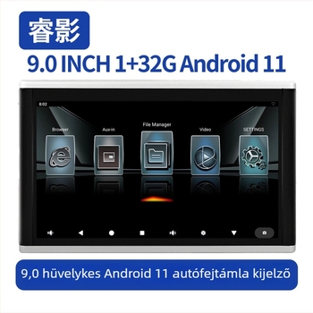 Autófejtámla monitor – Android HD, hátsó ülés szórakoztatására HDMI-vel, modell HRC9001A, 1920x1200, LED, 1,5 kg