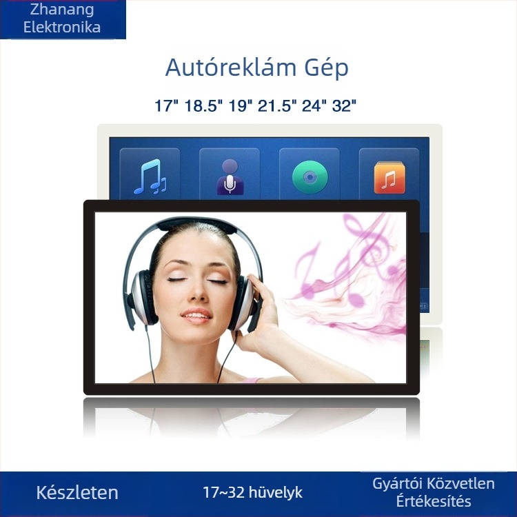 Autó LCD monitor – LED kijelző, felbontás 1920x1080, AV bemenet, Za-gj modell