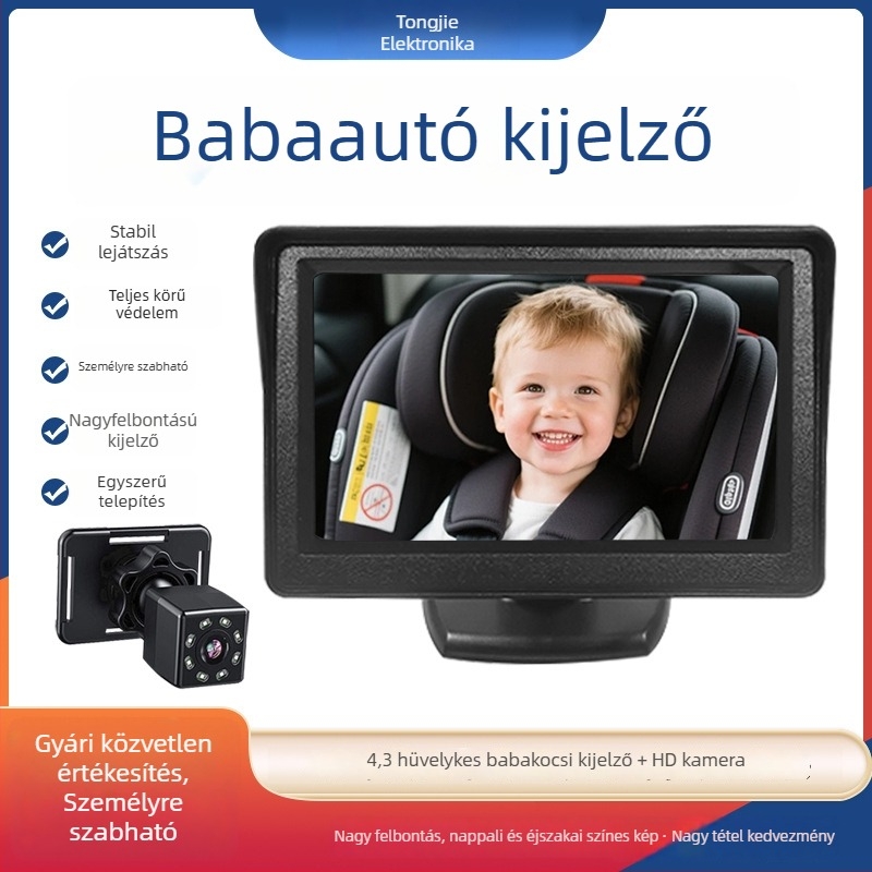 Babafigyelő monitor 120° széles látószögű HD kijelzővel, 480x272 felbontás, Ts4301 modell
