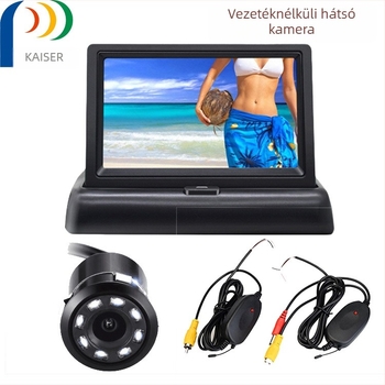 Autó hátrameneti kijelző, LCD, felbontás 480x272, NTSC/PAL, modell KZ-037, ABS