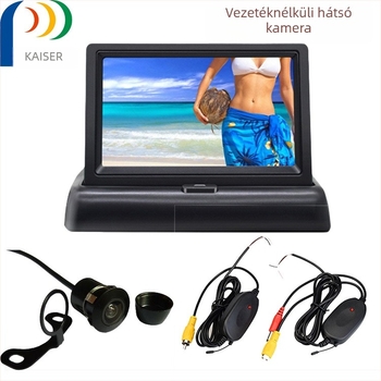 Autó hátrameneti kijelző, LCD, felbontás 480x272, NTSC/PAL, modell KZ-037, ABS