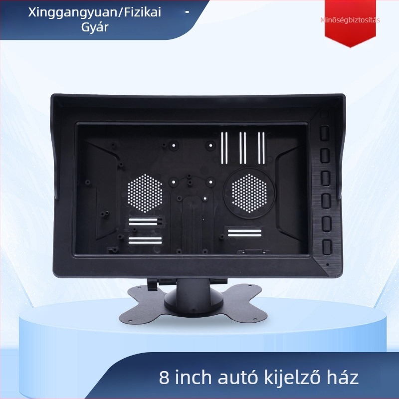 Autó LCD kijelző ház ABS műanyagból, hátrameneti kép rendszerekhez; LCD kijelző 1024×600 felbontás, AV bemenet.