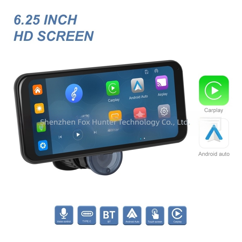 6,25 hüvelykes autódisplay CarPlay, Android Auto és AirPlay támogatással, képernyő-tükrözés, légkivezetőhöz rögzíthető tartó