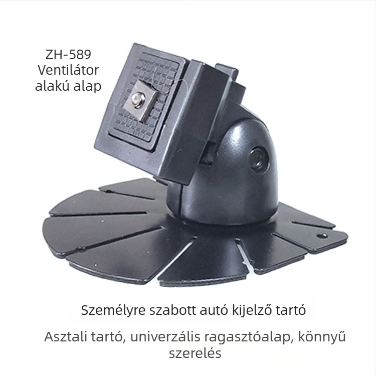 Autó LCD kijelző tartó ventilátor alakú alapzattal, modell ZH-589; Felbontás 800x480; bemeneti jel Digital/Analog; kijelző típusa LCD; testreszabható feldolgozás