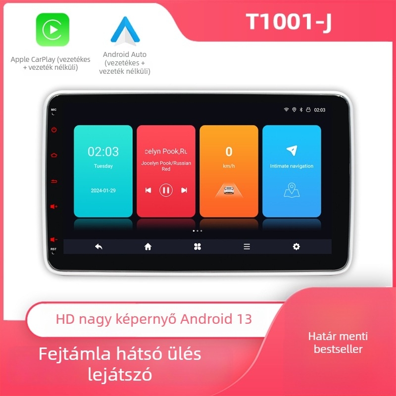10,1 hüvelykes Android univerzális fejtámla-kijelző CarPlay-szel és hátsó szórakoztató rendszerrel