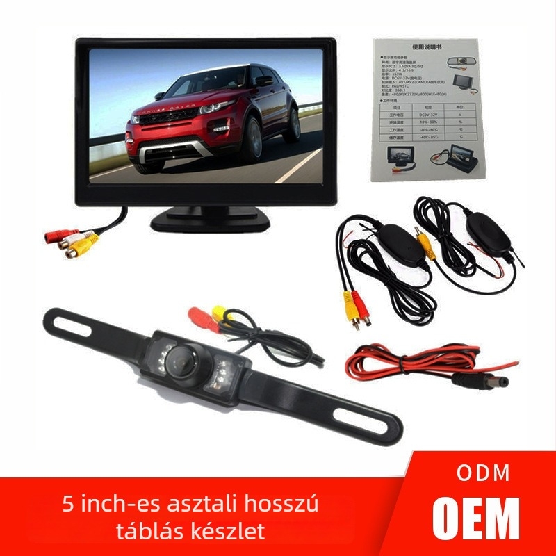 Autó LCD kijelző D661 vezeték nélküli hátsó nézet adóval, 800x480 felbontás, általános kompatibilitás