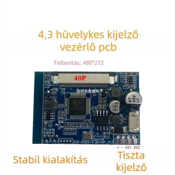 Autóipari kijelzővezérlő PCB, modell Hmt103, 4,3 hüvelykes kijelző, bemenet AV CVBS, NTSC/PAL, felbontások 800x480, 1024x600, 480x272