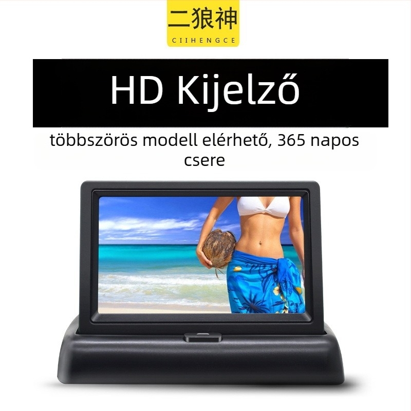 Autó LCD kijelző, TFT képernyő, HD4.3 összecsukható modell, 800x480 felbontás, AV bemenet