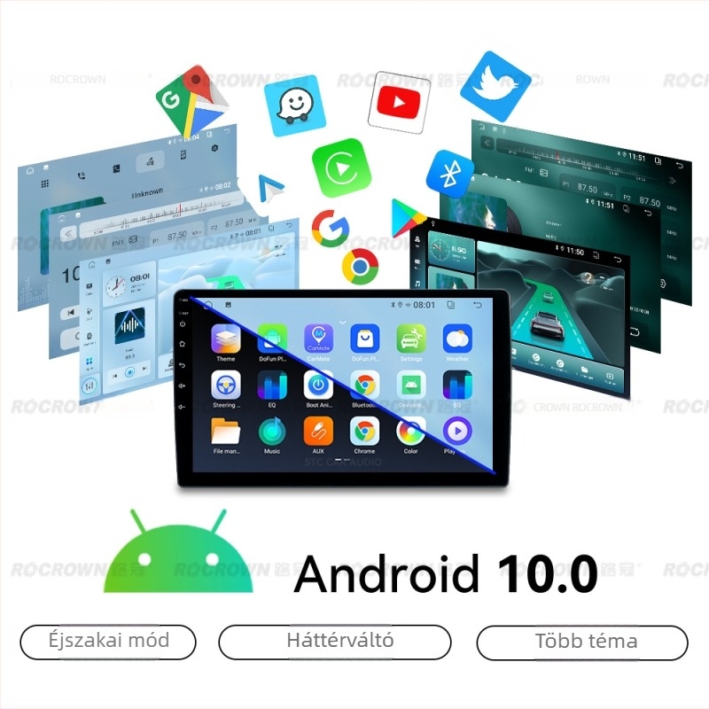 Universális autós Android GPS navigációs All-in-One egység, 12V tápegység, 2.5D edzett kijelző, kézi váltóval kompatibilis, 1 év garancia