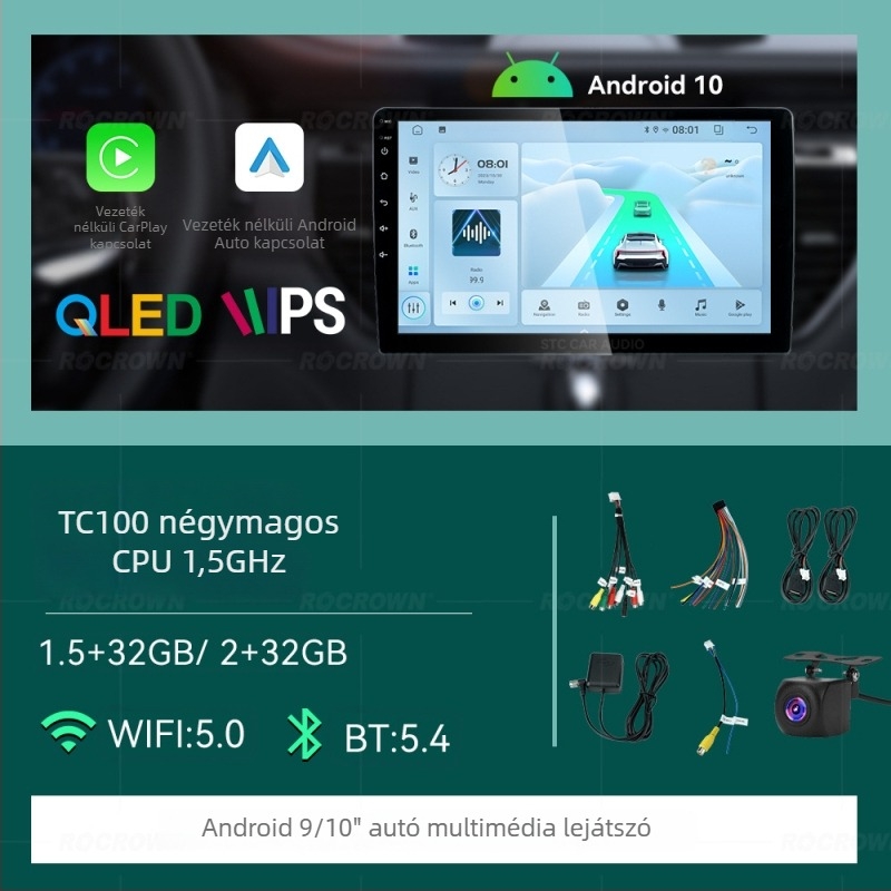 Universális autós Android GPS navigációs All-in-One egység, 12V tápegység, 2.5D edzett kijelző, kézi váltóval kompatibilis, 1 év garancia