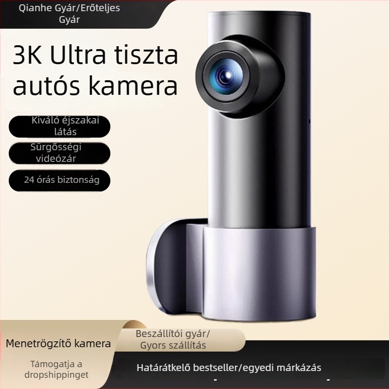 HD rejtett autós dash cam éjszakai látással, USB tápellátás, vezeték nélküli Wi‑Fi parkolási megfigyelés, dupla objektív