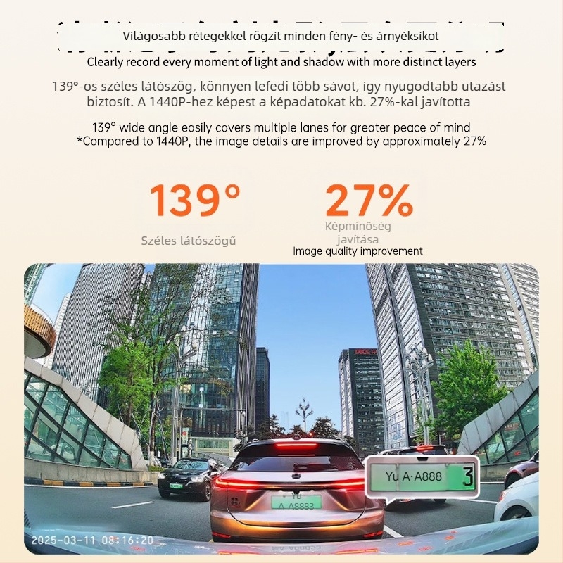 HD rejtett autós dash cam éjszakai látással, USB tápellátás, vezeték nélküli Wi‑Fi parkolási megfigyelés, dupla objektív
