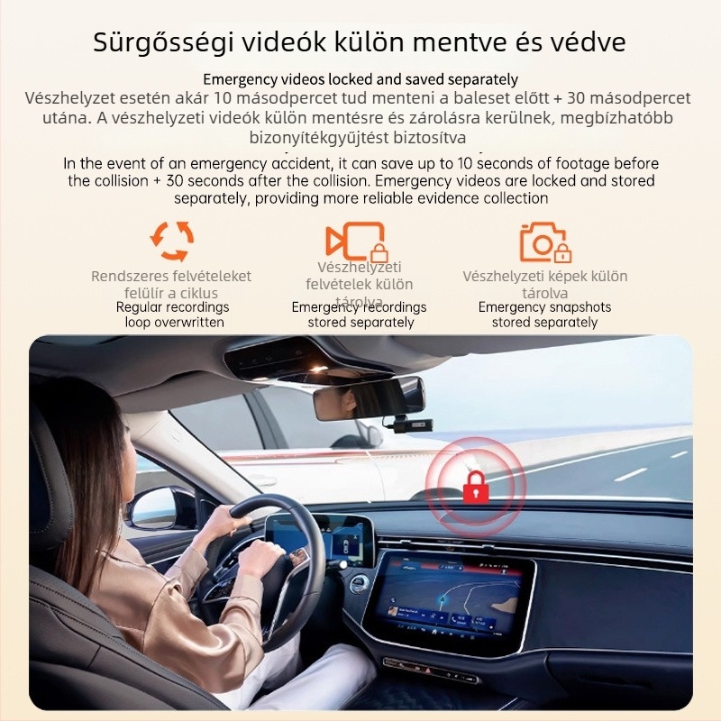 HD rejtett autós dash cam éjszakai látással, USB tápellátás, vezeték nélküli Wi‑Fi parkolási megfigyelés, dupla objektív