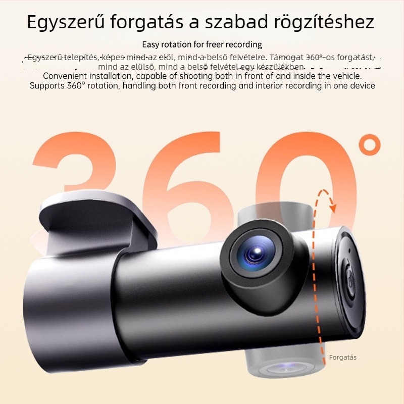 HD rejtett autós dash cam éjszakai látással, USB tápellátás, vezeték nélküli Wi‑Fi parkolási megfigyelés, dupla objektív