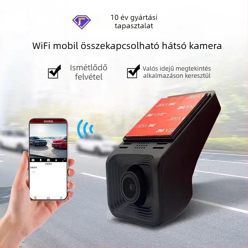 D modell autóba rejtett dash cam WiFi-vel, 1080p, F1.8, 140° látómező, kijelző nélkül