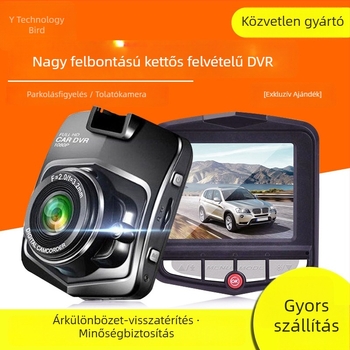 Autós dash cam előre- és hátsó dupla lencsével, 2,4 hüvelykes HD kijelző, 90°-os látószög