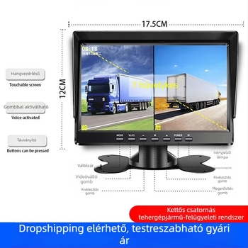 Kétcsatornás kamion DVR 7 hüvelykes kijelzővel, 2160p éjszakai látás, elöl- és hátsó felvétel, tolató kép, parkolási mód, Wi‑Fi, ütésálló
