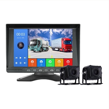 Kétcsatornás kamion DVR 7 hüvelykes kijelzővel, 2160p éjszakai látás, elöl- és hátsó felvétel, tolató kép, parkolási mód, Wi‑Fi, ütésálló
