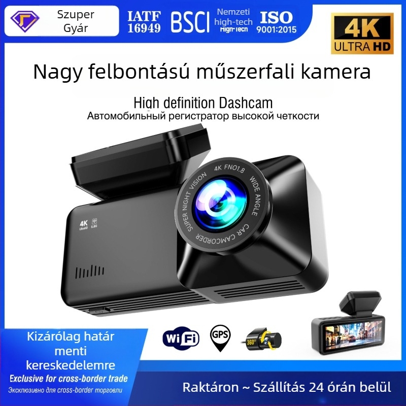 Rdtk Elő- és hátsó dash cam – 4K elől, 1080p hátul, 170°, éjszakai látás, Wi‑Fi 5G, 3.0