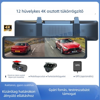 4K dash kamera WiFi kapcsolattal és kettős külső, szétválasztható hátsó tükörrel