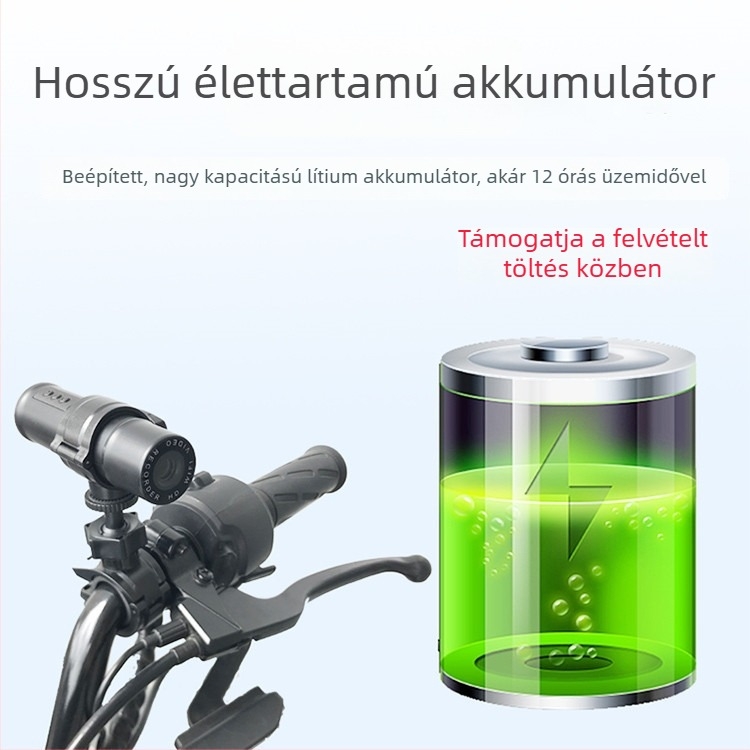 WiFi motorkerékpár dash cam, vízálló, 1080p, 12-24V