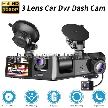3-lencsés WiFi autókamera dash cam, 1080p elöl és hátul, 170° látószög, 2,0 inch kijelző