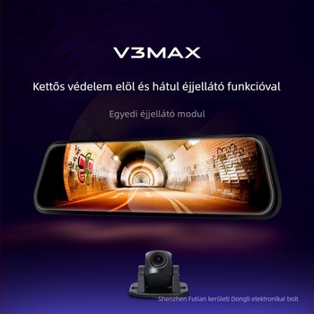 Autós dash cam előre és hátra egyidejű felvétellel, 1080p, 170° látószög, érintőképernyő, TF kártya támogatás