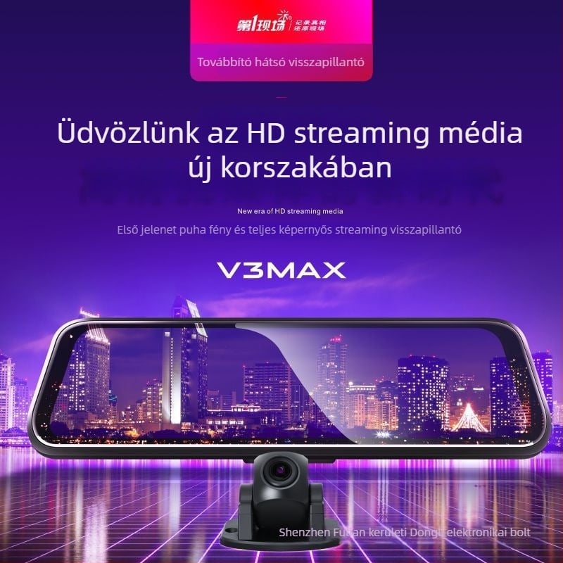 Autós dash cam előre és hátra egyidejű felvétellel, 1080p, 170° látószög, érintőképernyő, TF kártya támogatás