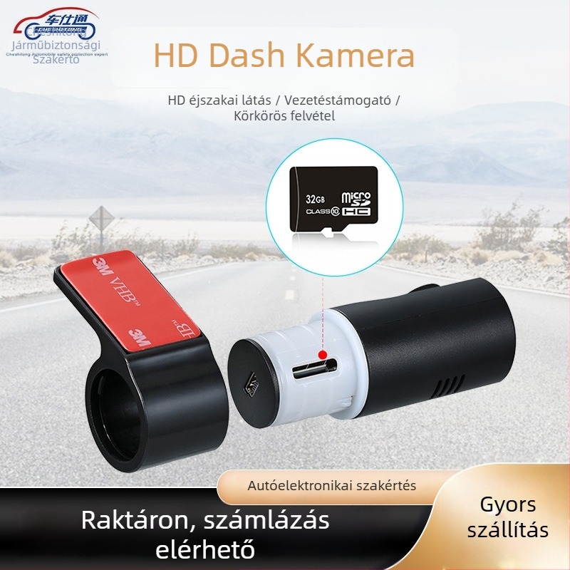 Che Shitong Android HD autós dashcam ADAS-szal – 1080p, 140° széles látószög, hurkoló felvétel, sávváltási asszisztens, TF-kártya tárolás