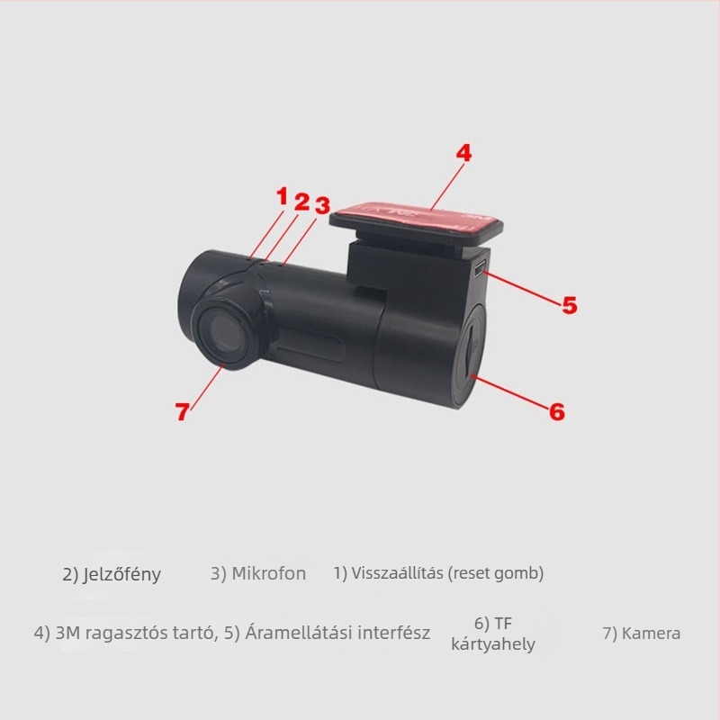 Éjszakai látású autós dash cam, 1080p, 120°-os látószög, Wi‑Fi, felhelyezhető az első szélvédőre