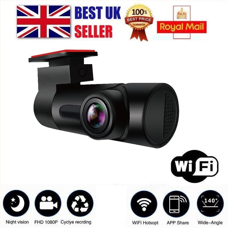 Éjszakai látású autós dash cam, 1080p, 120°-os látószög, Wi‑Fi, felhelyezhető az első szélvédőre