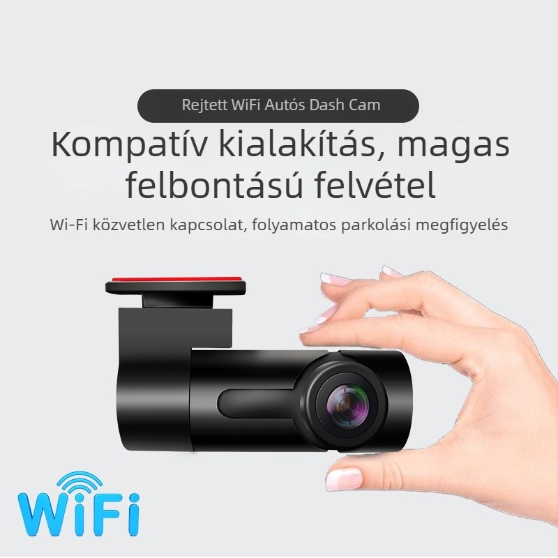 Éjszakai látású autós dash cam, 1080p, 120°-os látószög, Wi‑Fi, felhelyezhető az első szélvédőre