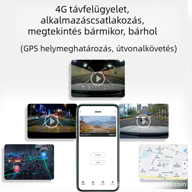 4G távoli autós dash cam Toyota Camry, Corolla, RAV4 és Highlander modellekhez – 2160p, 170° látószög, Wi-Fi, parkoló felügyelet