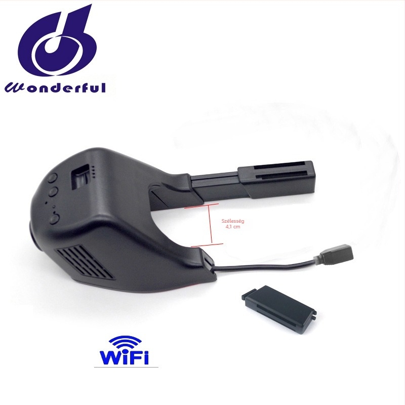 Rejtett WiFi autós dash cam, 1080p, 150° látószög, ciklusfelvétel, képernyő nélkül