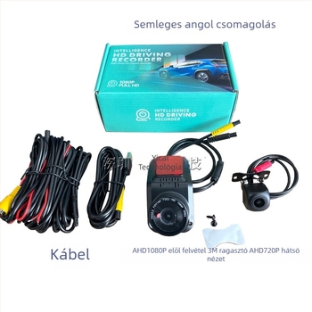 Kétcsatornás autós dash cam előre-hátra felvétellel, 1080p, 120° látószög, ADAS, USB