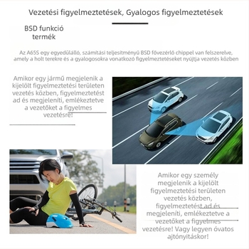 A65CMS Digitális visszapillantó tükör kettős kamerás rendszerrel, 1080p, 120° látómező, érintéses működés, parkolásfigyelés