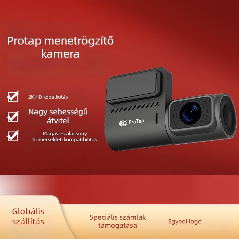 Protap M1 autós dash kamera, 1440P QHD, 130° széles látószög, éjszakai látás, Bluetooth, vízálló