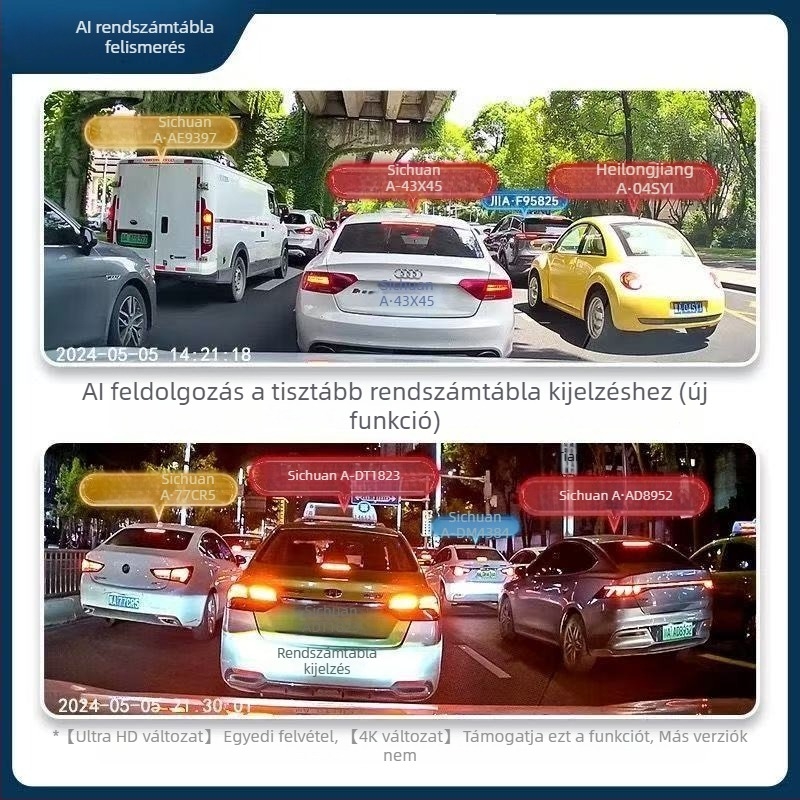 Changan Eado 4K vezeték nélküli autós dash cam, elöl-hátul felvétel, kompatibilis a 12-25 modellel