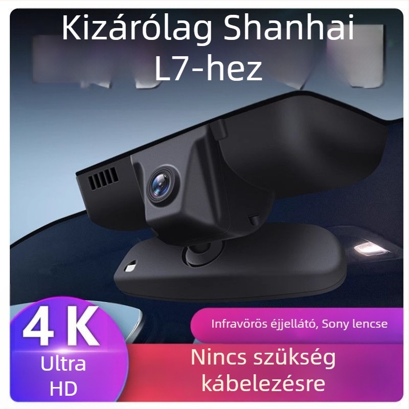 Shanhai L7 autós dash cam Wi-Fi telefonkapcsolattal, elöl és hátul felvétel, 4K dupla kamera