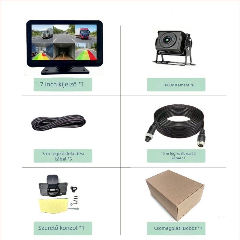 MP5 egyben autós DVR, hat irányú holttér-monitorozás, AHD kamera, kiváló éjjellátás – 170° látószög, F2.8, 1080p, 2 MP