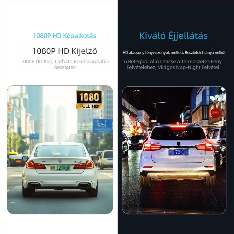 Háromkamerás autós DVR 1080p, Wi-Fi, éjjellátás, 140° széles látószög, 128GB memória