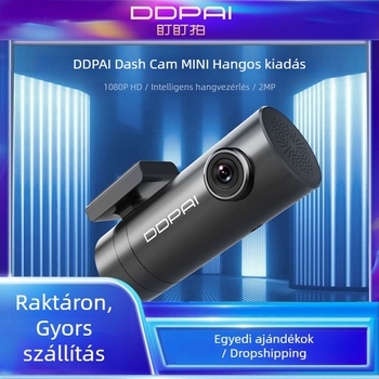 Autós dashcam 1080p éjszakai látással, forgó lencsével, Wi‑Fi-vel, 150° látómező